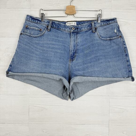 Abercrombie & Fitch The Dad Short Size 35 / 20 High Rise Curve Love Medium Wash - Picture 16 of 16